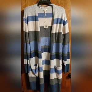 Ana Open Front Striped Cardigan